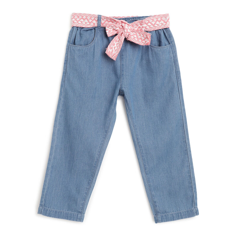 Girls Medium Blue Solid Jeans image number 0